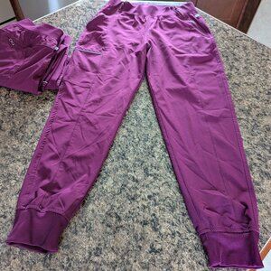 Infinity Brand Size Medium Wine Scrubs Pants Only Bundle of 3 Jogger Style